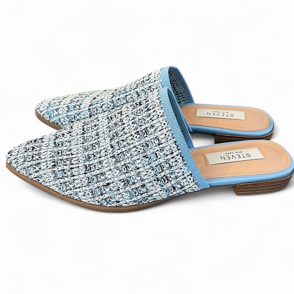 Steven By Steve Madden Shoes - Steven New York Tweed Valera Slip On Mule Pointy Toe Women’s 6.5 Blue